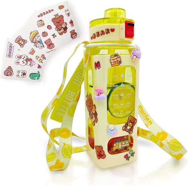 Vattenflaskor för barn med sugrör: 24oz söt Kawaii vattenflaska med