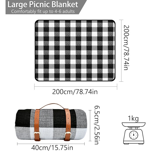 Vattentät Picknickfilt 200×200cm, Bärbar Vikbar Picknick DXGHC