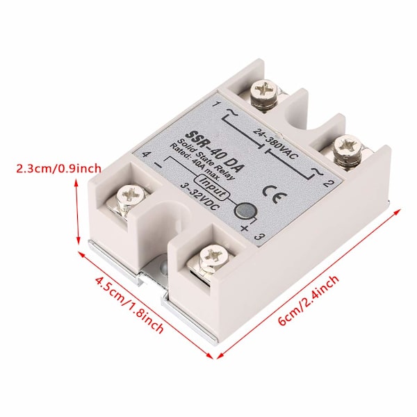 Enfasig DC-AC Solid State Relay SSR-40DA 40A Ingångsspänning 3