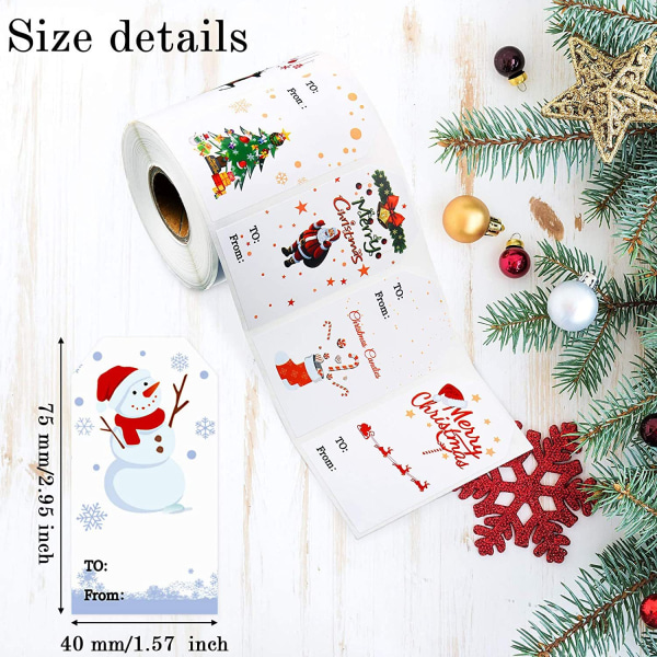 Julegavemærke Selvklæbende julegaveklistermærker-Chri DXGHC
