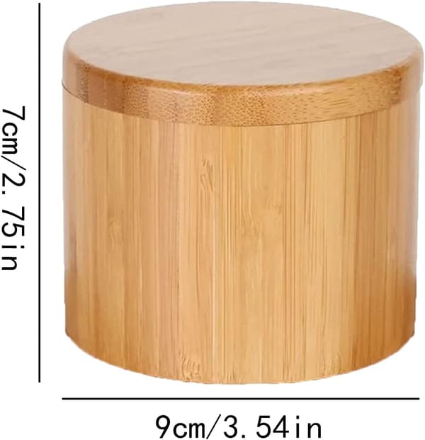 Mitat: 10,9 x 10,3 x 10 cm pyöreä Bambu Suolapurkki pyöreä Mauste
