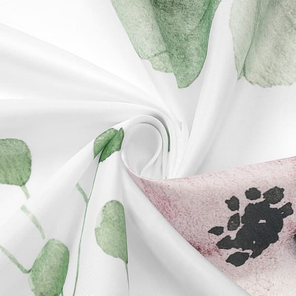 Vattenfärgsblommig duschdraperi, Salviagrön Beige Blomma Dusch
