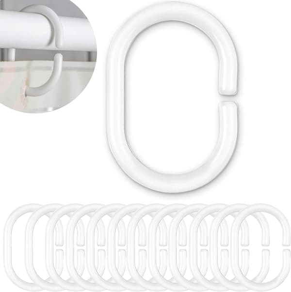 Vita duschdraperiringar, 12-pack, Diameter 4,6 x 2,9 cm, fo
