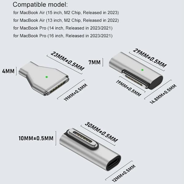 Typ-C hunn til Magsafe 3-omformer USB-C magnetisk adapter Side Bend Side Bend, takk