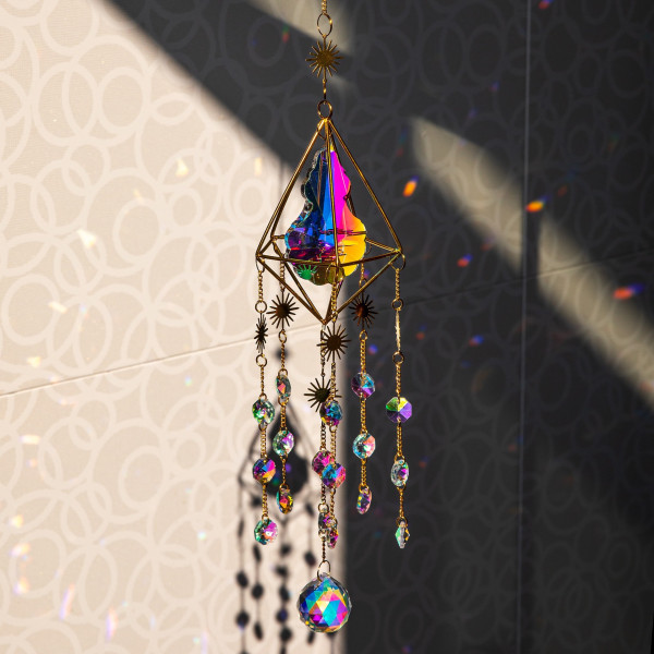 1-pakkaus Crystal Light and Shadow Wind Chimes Sun Catcher Prism