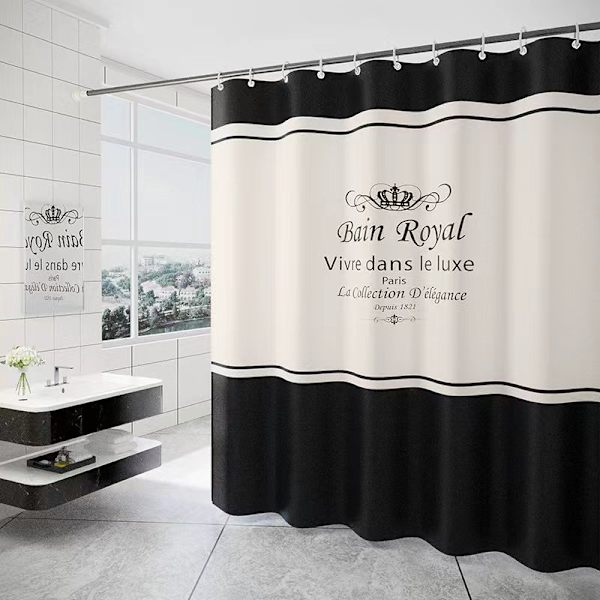 Textil duschdraperi i polyester med krona, badrumsdraperi