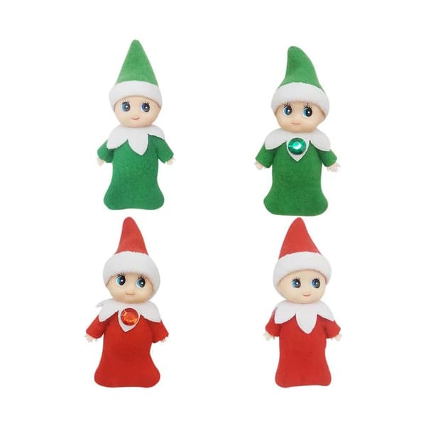 Set med 4 jultomtenissar, små miniatyrtomtenissar, nyhet