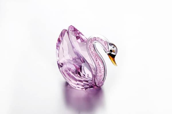 Rosa söt svan kristallfigurer glasprydnadssamling Diamon