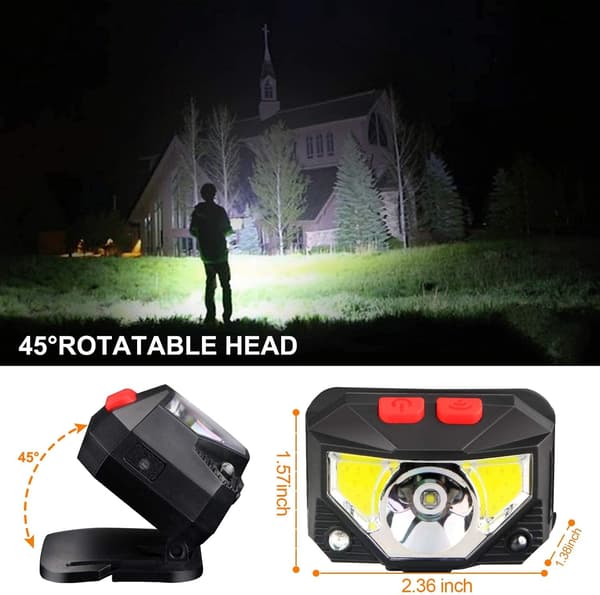 2 Pak Super Lys USB Genopladelig Arbejdshovedlampe, Vandafvisende LE