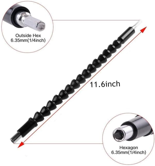 Sett med 5 fleksible bits for elektrisk hånd- og kraftdrill 30 cm