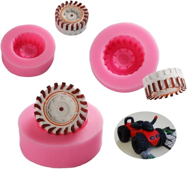 3D Rund Dæk Fondant Form - Lastbil Hjul Form Silikon Form til DXGHC