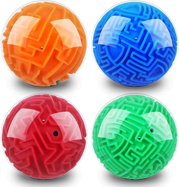 4 stycken 3D labyrintboll labyrintpussel boll magiska hjärnteaserspel