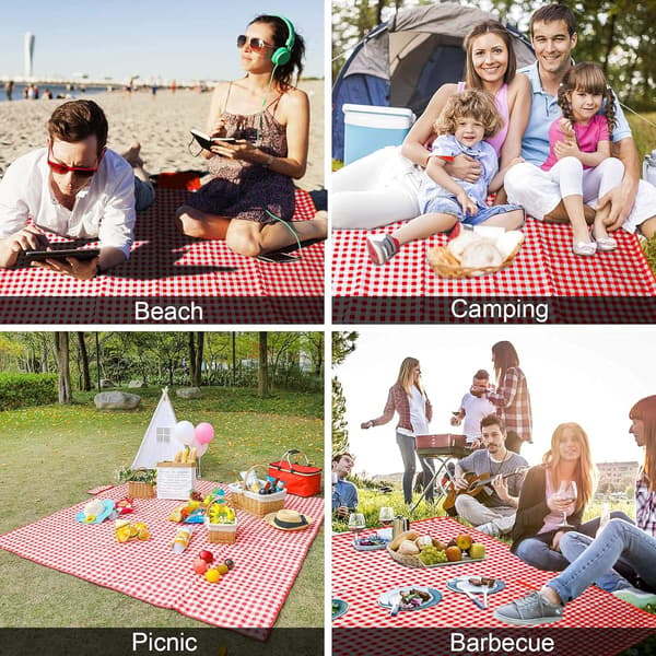 200 * 200CM Picnic Tæppe, Foldbart Picnic Tæppe, Vandafvisende