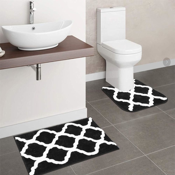 Mikrofiber Badeværelses- og Toiletmåtte, Skridsikker, Absorberende og Maskinvaskbar