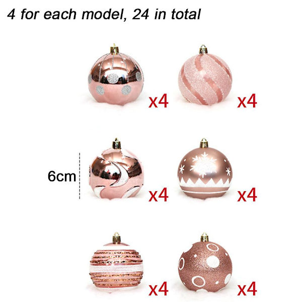 24 st 6 cm julgranspynt, hängande julbollar