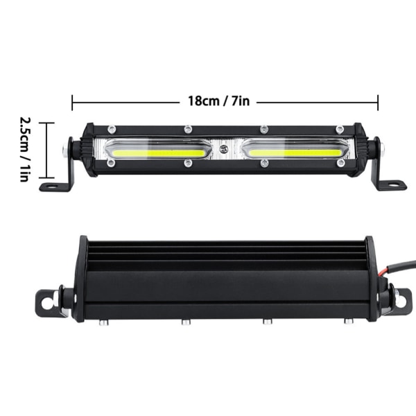 2-delad LED-remsa för bil, enkel rad, mittnätlampa, 7 tum