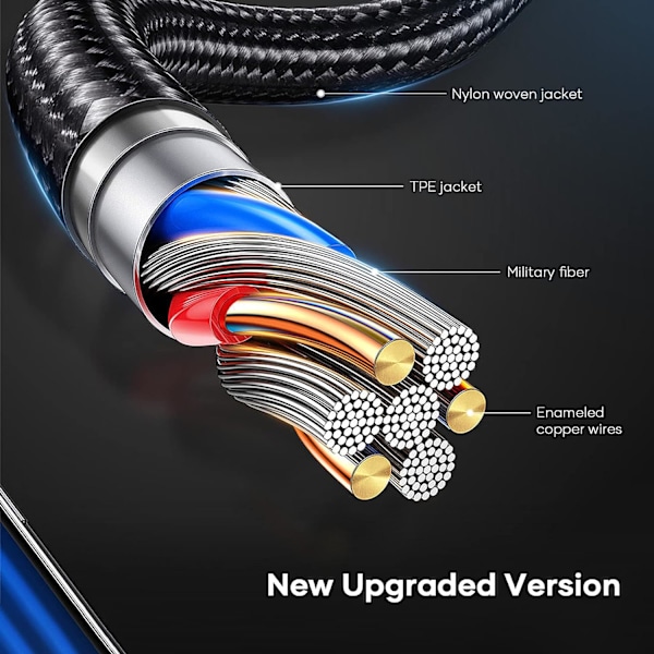 3,5 mm Jack Kabel, Han til Han Audio Jack Kabel [2m] Nylon Stereo