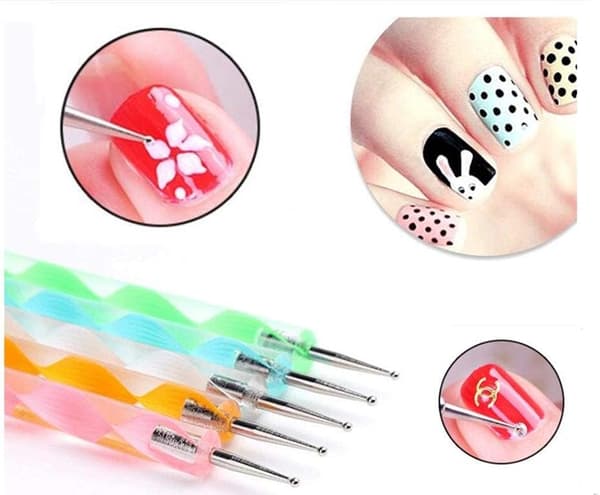 Dotting Tools Sæt, 5 stk UV Gel Maleri DIY Design Neglekunst 2 Vejs
