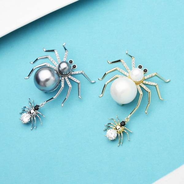 Ny design smuk perle mor baby edderkop broche dame tjekkisk rhin