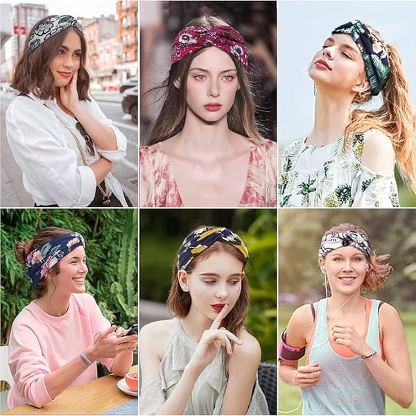 6 stk. Hodebånd for kvinner Hodebånd Turban Myk Blomst Bomull H