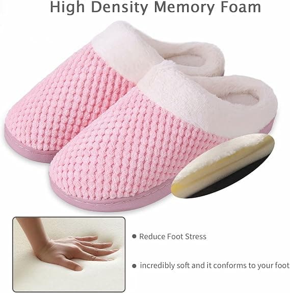 Rosa hjemmesko til kvinder, varme, med memory foam, skridsikker, DXGHC