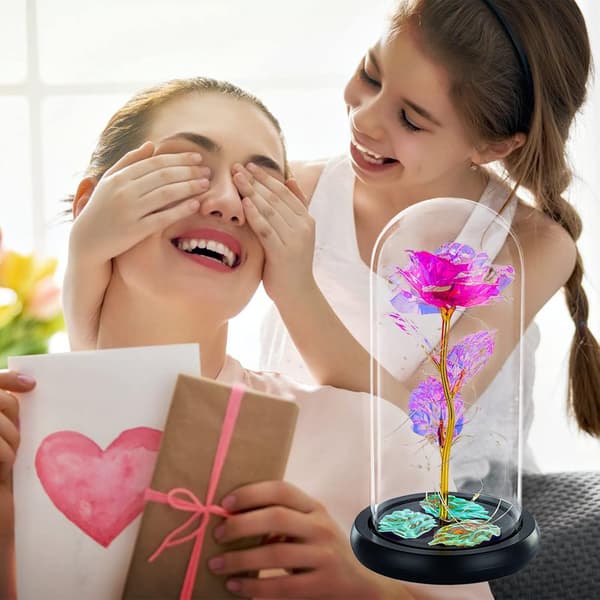 Led Enchanted Galaxy Rose Evig 24k Guldfolie Blomst Med Fe
