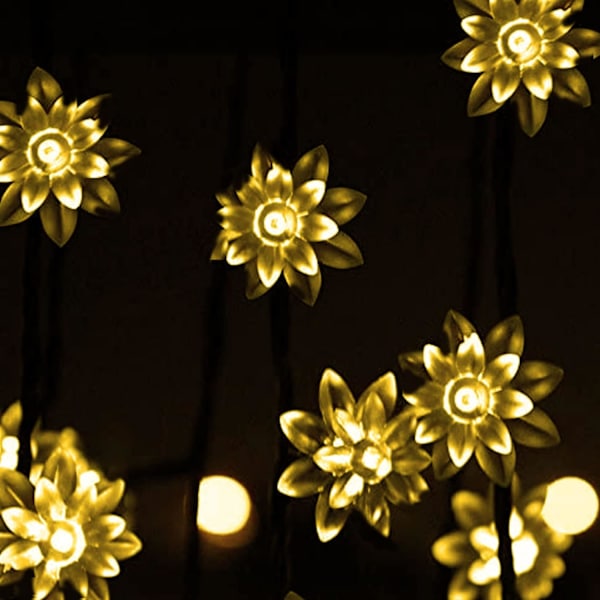 Batteridrevet strenglampe med 6m 40 LED Lotus Fairy lampe, 8 lystilstande