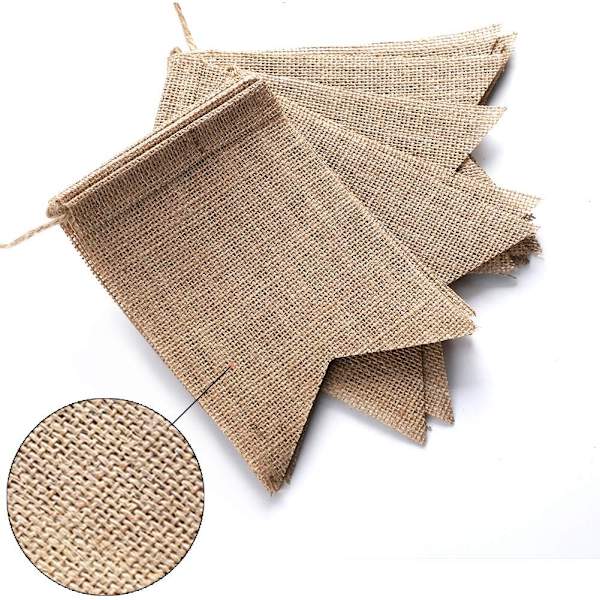24 Burlap-bannere, dekorativ bunting perfekt til bryllupper, baby