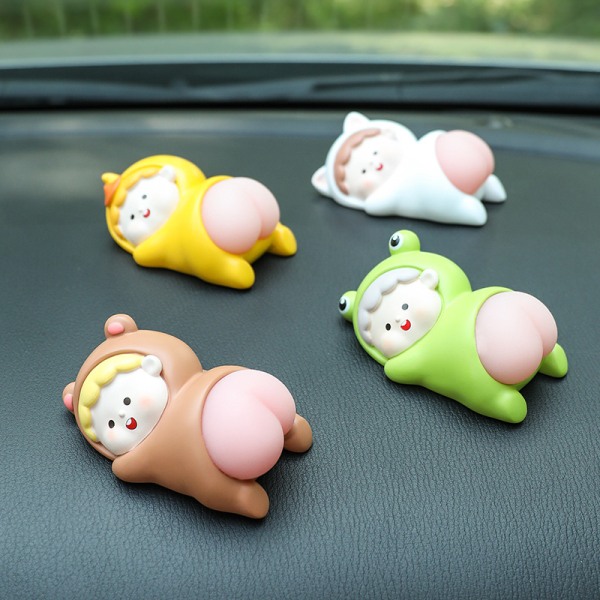 2 st Decompress Kreativa Leksaker Qq Butt Resin Doll Present Biltillbehör