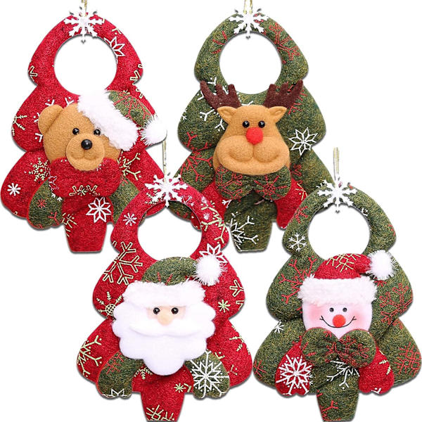 4-pack julgranshänge-set med plyschdockor