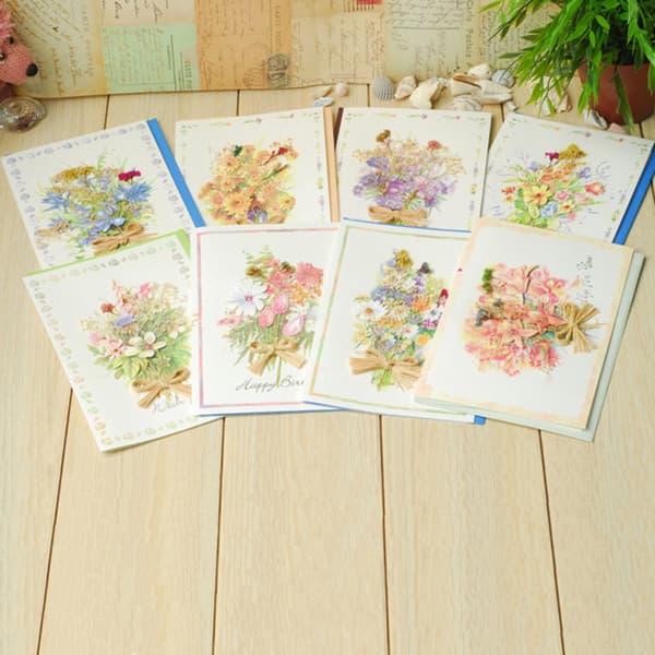 Shifeng Stereo Decal Chic Tørrede Blomster Velsignelseskort Universal