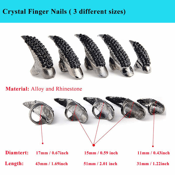 10 kpl Sormus Kynsi - Halloween-asu Alloy Rhinestone Exagger