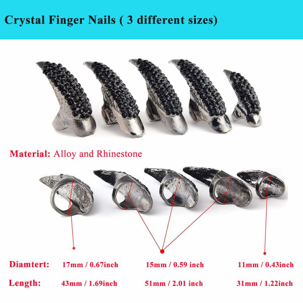 10 Pack Ring Claw - Halloween Costume Alloy Rhinestone Exagger