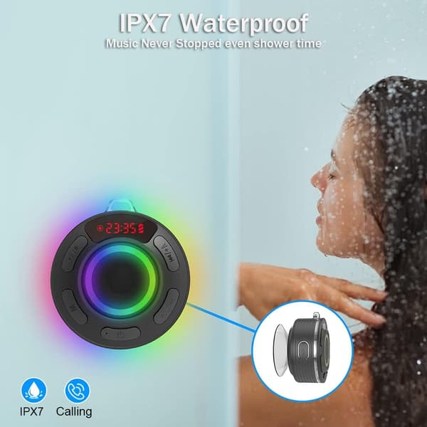 Bærbar Bluetooth Dusjhøyttaler, Mini Bærbar Bluetooth 5.1 Høyttaler