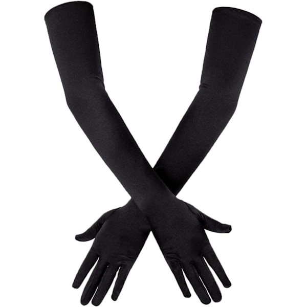 Långa Armbågslånga Satinhandskar 21 tum Stretchiga 1920-tals Operahandskar Kvällsfest Danshandskar för Kvinnor