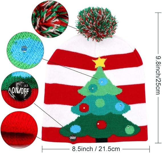 LED Lysende Julehatte Julemanden Grim Hat Beanies 10 Farver