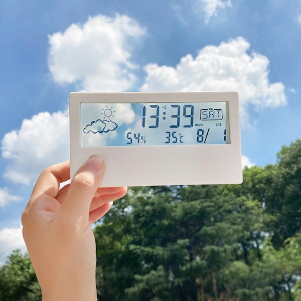 1 Transparent Skärm Väderstation Alarmklocka Inomhus Hygrometer