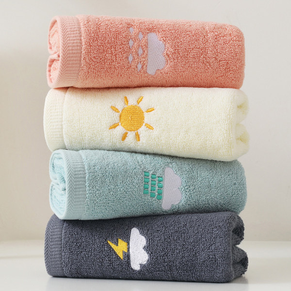 4 Pcs/Towel Pure Cotton  Embroidered Men and Women's  Towel Child