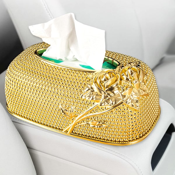Vævæskeskrin Cover Hjem Bil Disk Napkin Papir Case Dekoration - Guld