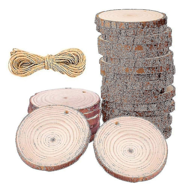 Naturligt träskivor 30 st 6-7 cm Borrat hål Oavslutad stock DXGHC