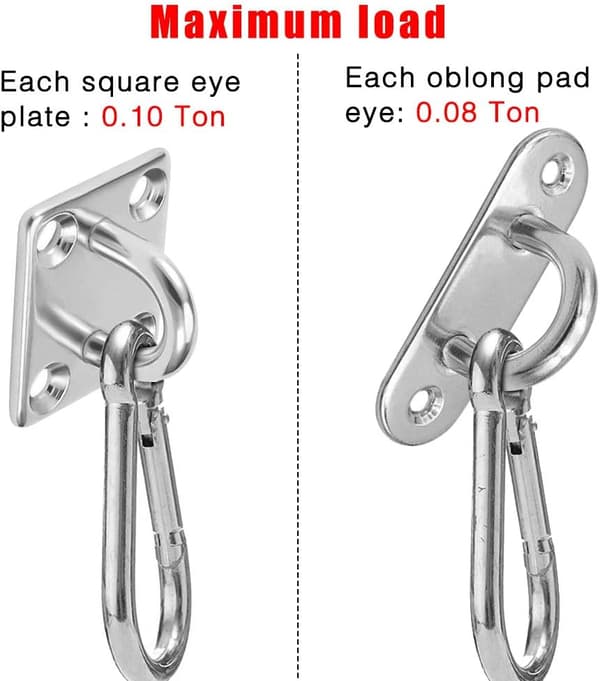 4 stk. Øjeplade 6mm Marine INOX Øje 304 Rustfrit Stål Holdbar
