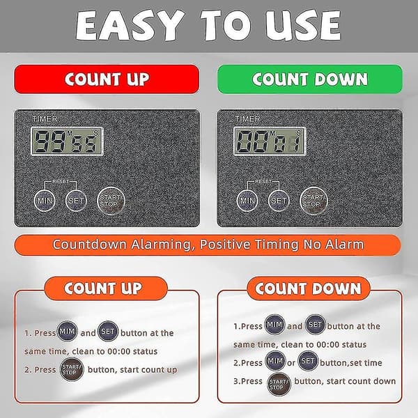 Timer Kreditkortsstorlek Digital Nedräkningstimer Magnetisk Baksida DXGHC