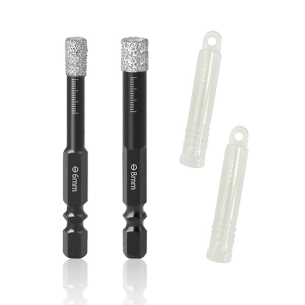 2 Pak 6mm/8mm Diamantbor til Keramik, Granit, Glas, Po