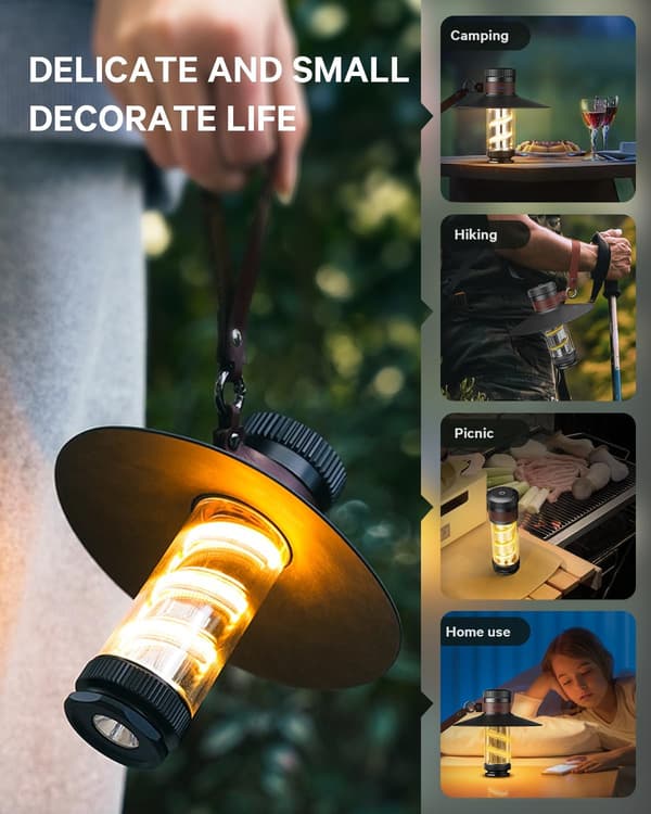 Laderbar Campinglykt, LED Retro Laderbar Campinglampe