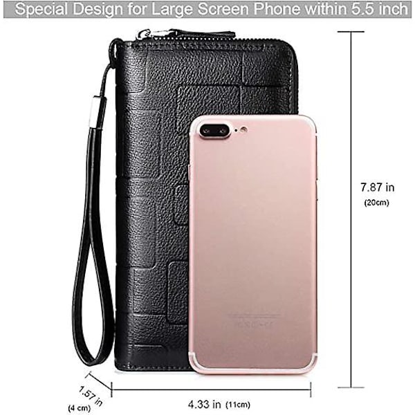 Herrar Clutch Väska Handväska Äkta Läder Plånbok Dragkedja Lång Plånbok