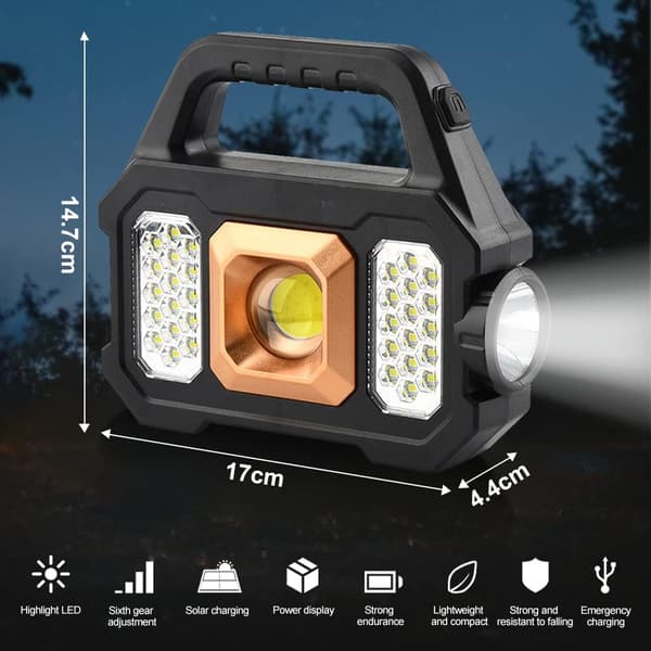 Solcelled Campinglys, Solcelled LED Lommelykt Oppladbar Campinglampe