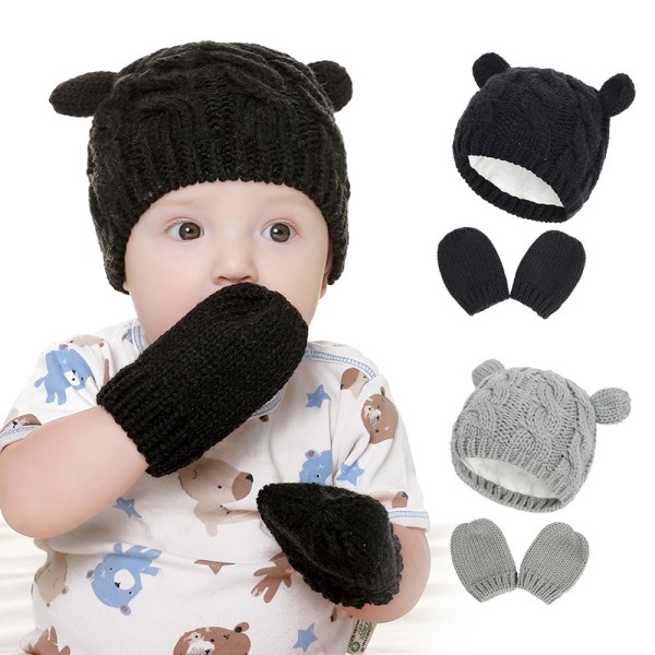 Babylue og votter Baby Jente Gutt Beanie Hat Sett Strikket Vinter DXGHC