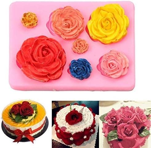 2 stk. Rose Blomster Silikonforme Kage Chokoladeform Bryllupskage