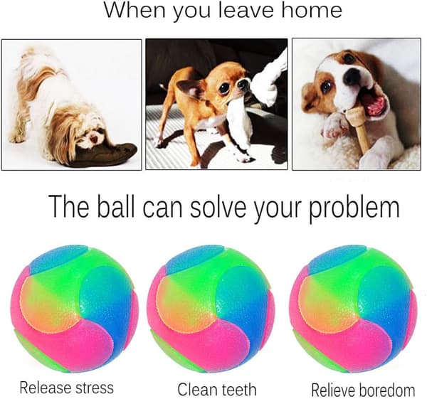 Lysende Hundefotballer Blinkende Elastisk Ball Gløder i Mørket Interaktiv