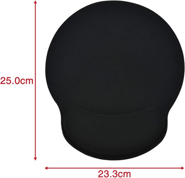 Musematte med gel-håndleddstøtte, komfort med ergonomisk håndleddstøtte (svart)